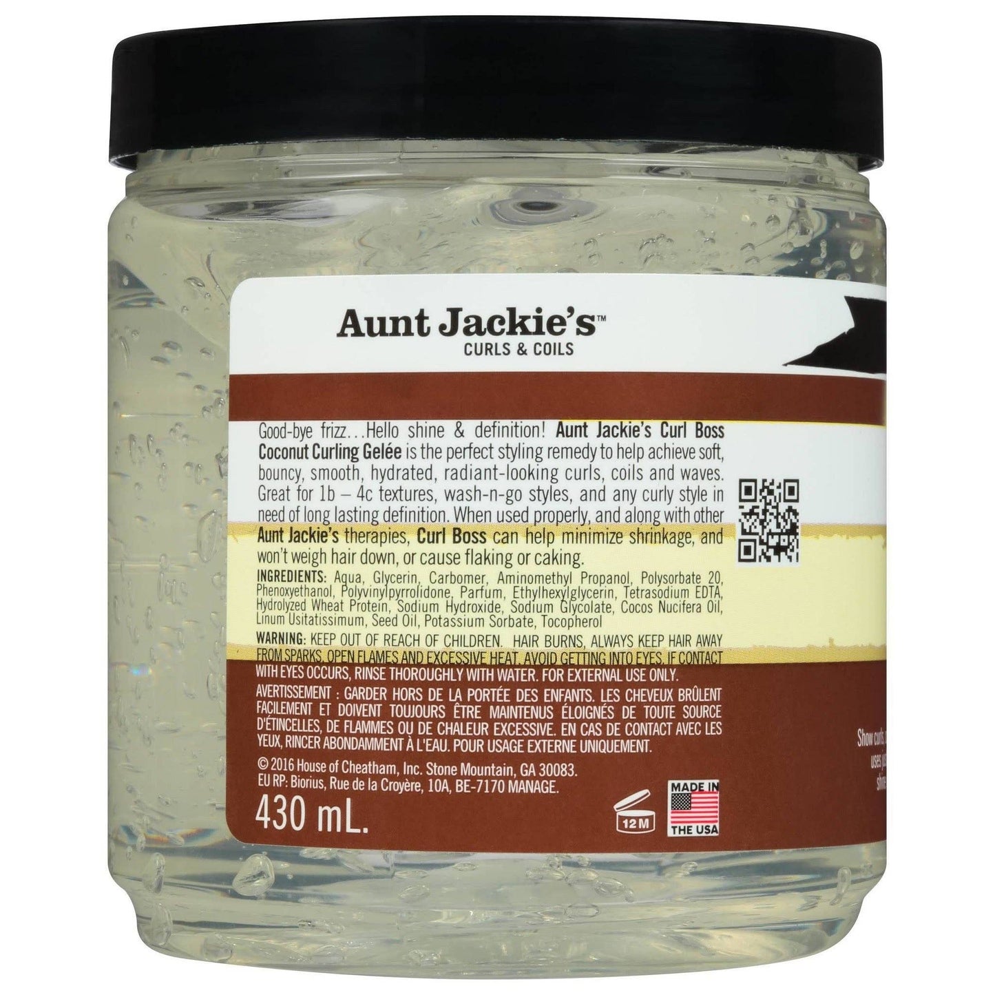 Aunt Jackies Coconut Creme Curl Boss Curling Gelee, 15 Oz.