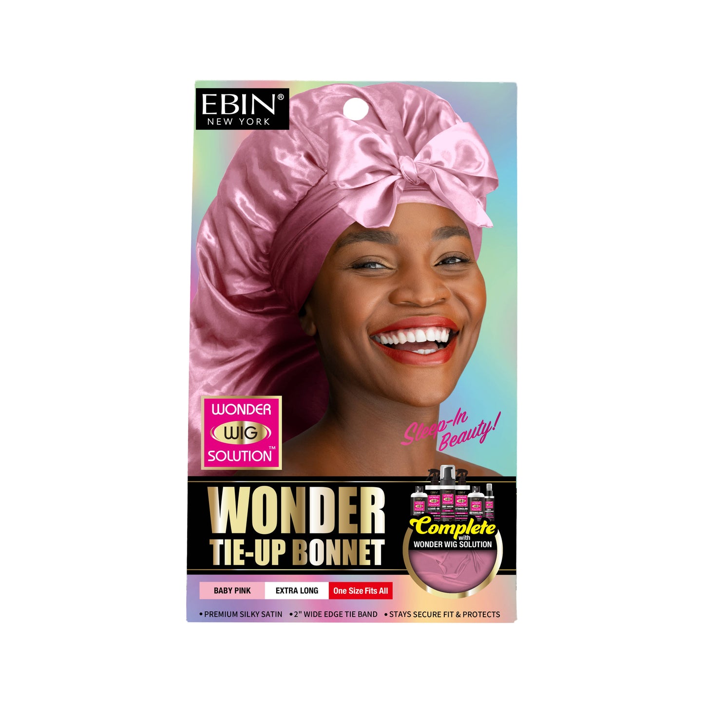 Wonder Wig Tie-Up Bonnet - Baby Pink