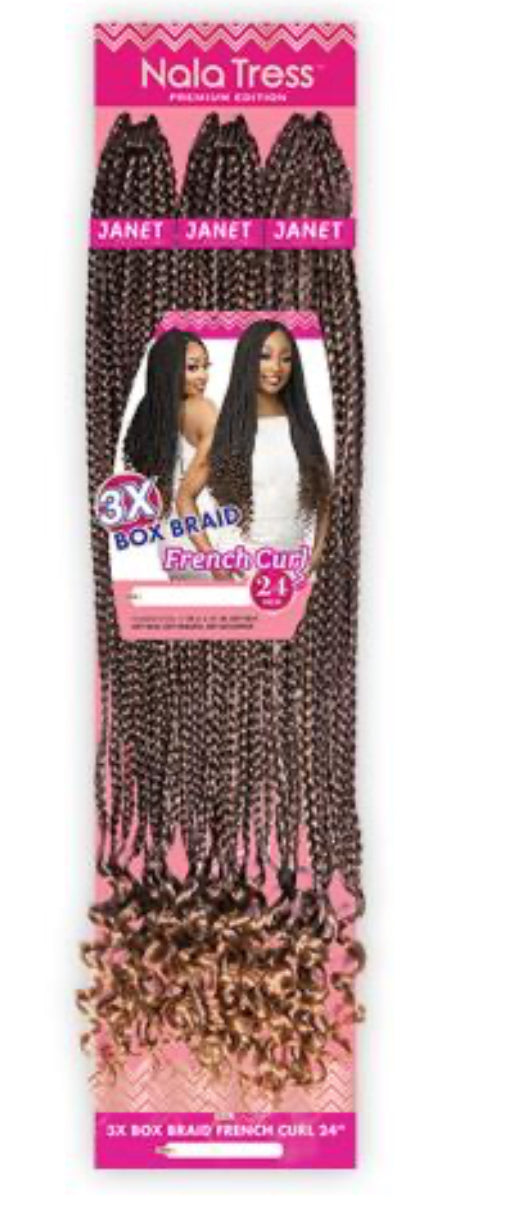 Janet Collection Crochet Braids Nala Tress 3X Box Braid French Curl 24”