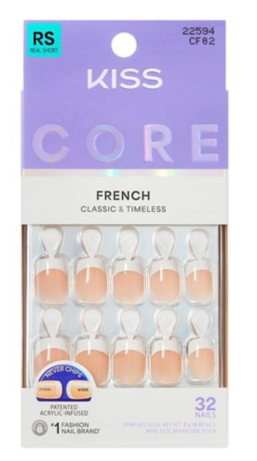 Kiss Core French Nails Press On 32 Ct Real Shrt If You Dare