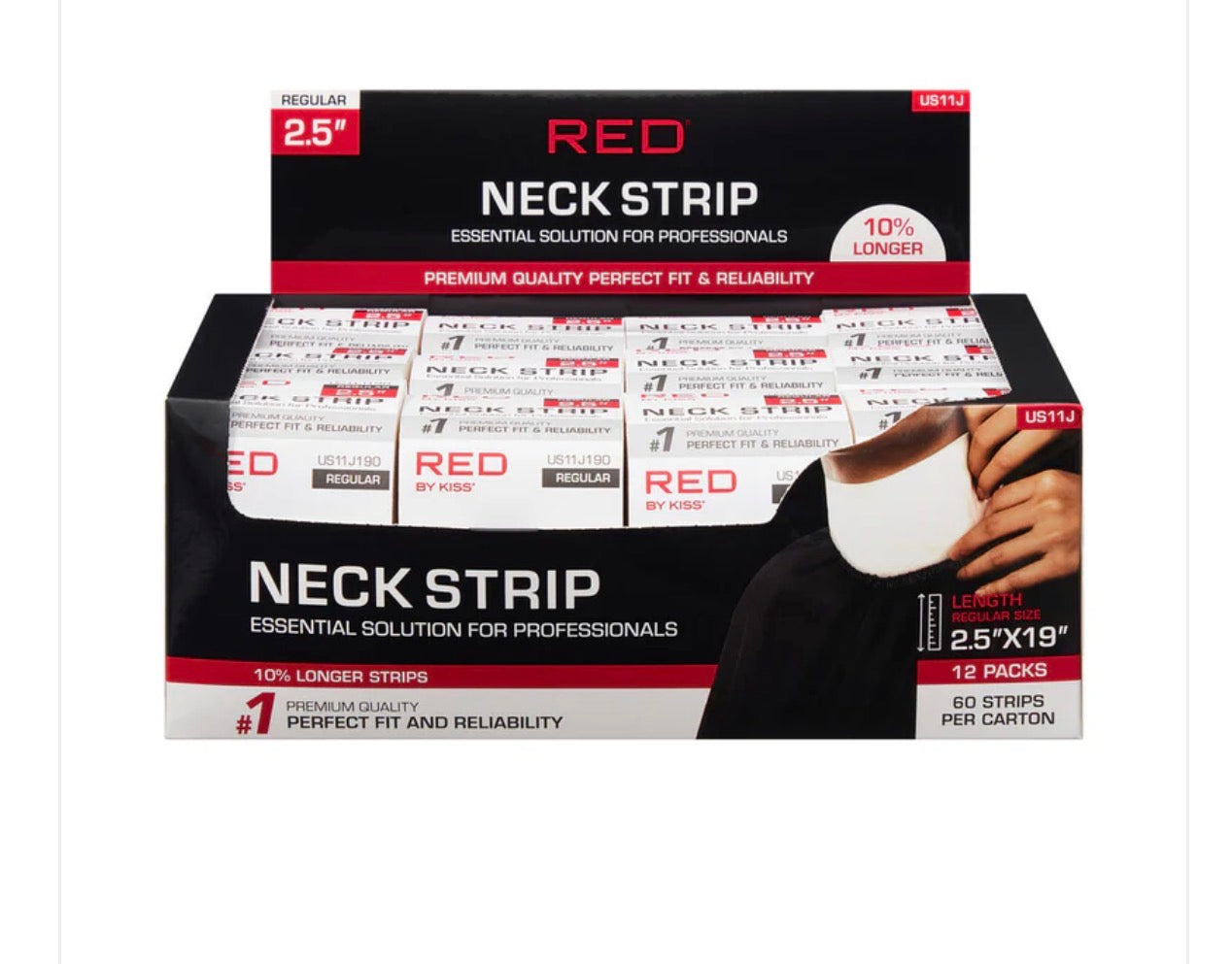 RED BY KISS NECK STRIPS WHITE 2.5" 60 STRIPS #US11J