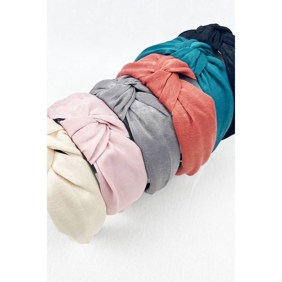 Solid Matte Satin Soft Tone Twisted Headband