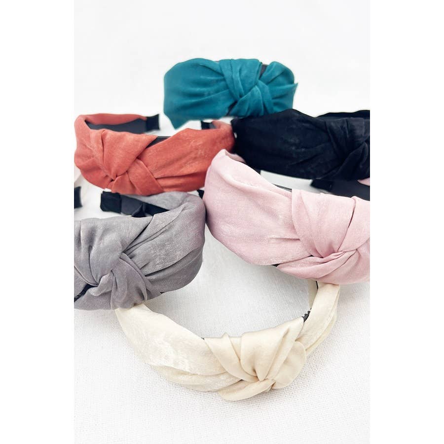 Solid Matte Satin Soft Tone Twisted Headband