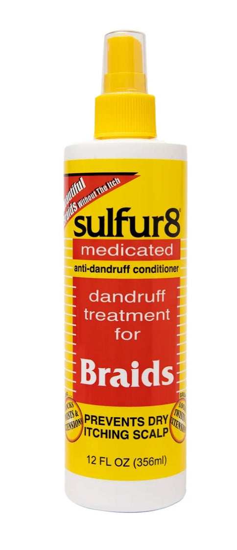 Sulfur8 Medicated Dandruff Treatment for Scalp and Braids, 12 fl.oz., Dry, Moisturizing, Unisex, Liquid