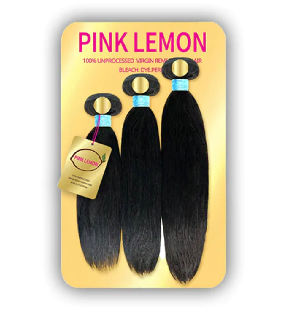 Pink lemon 3 bundle 20,22,24” straight hair