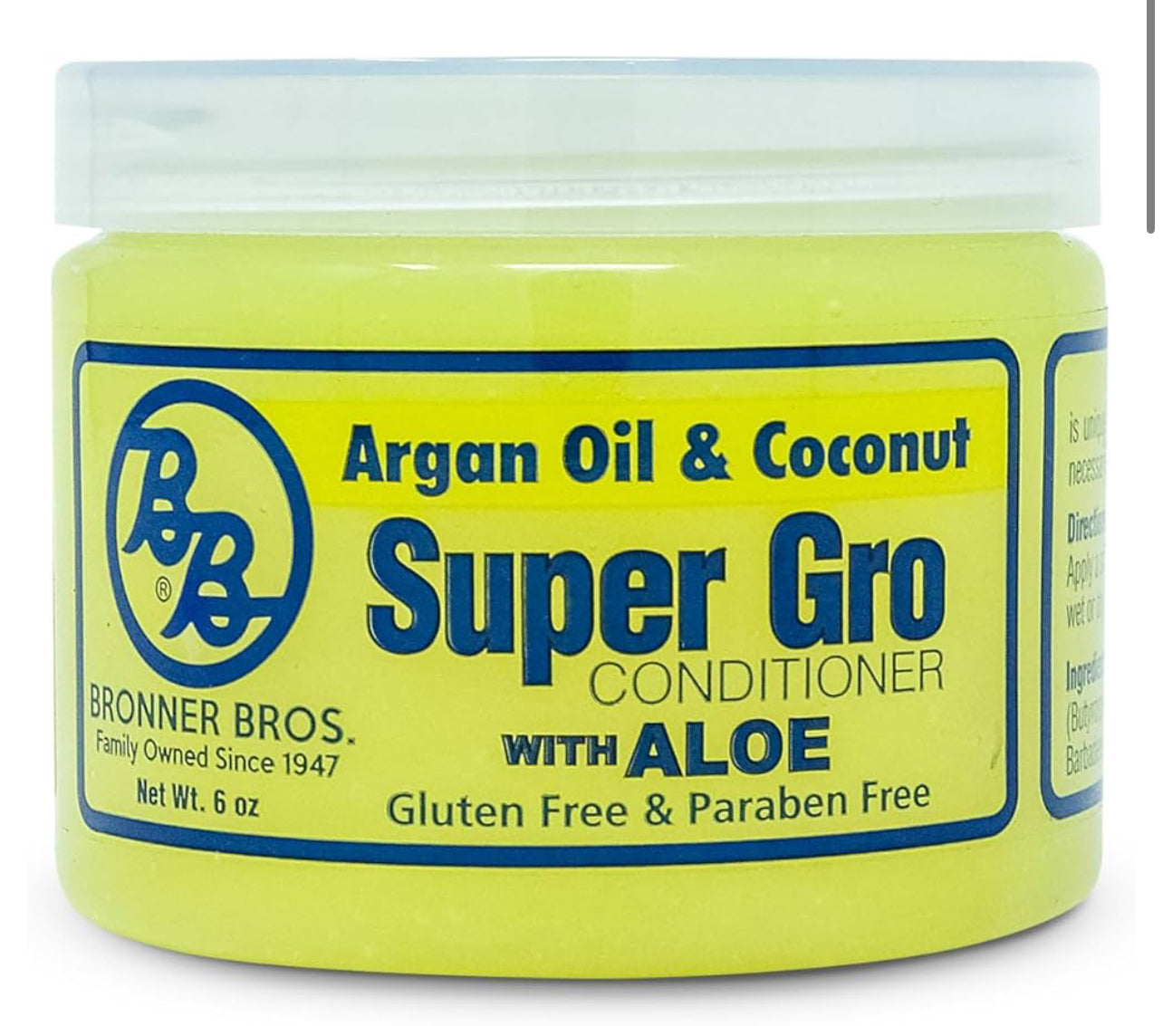 Bronner Bros Argan Oil & Coconut Super Gro - Hair Gel for Dry Itchy Scalp Treatment, Moisturizer, Reduces Dryness & Split-Ends - Made with Vitamin A, E, D, Sage, Argan Oil & Coconut Oil - 6 oz