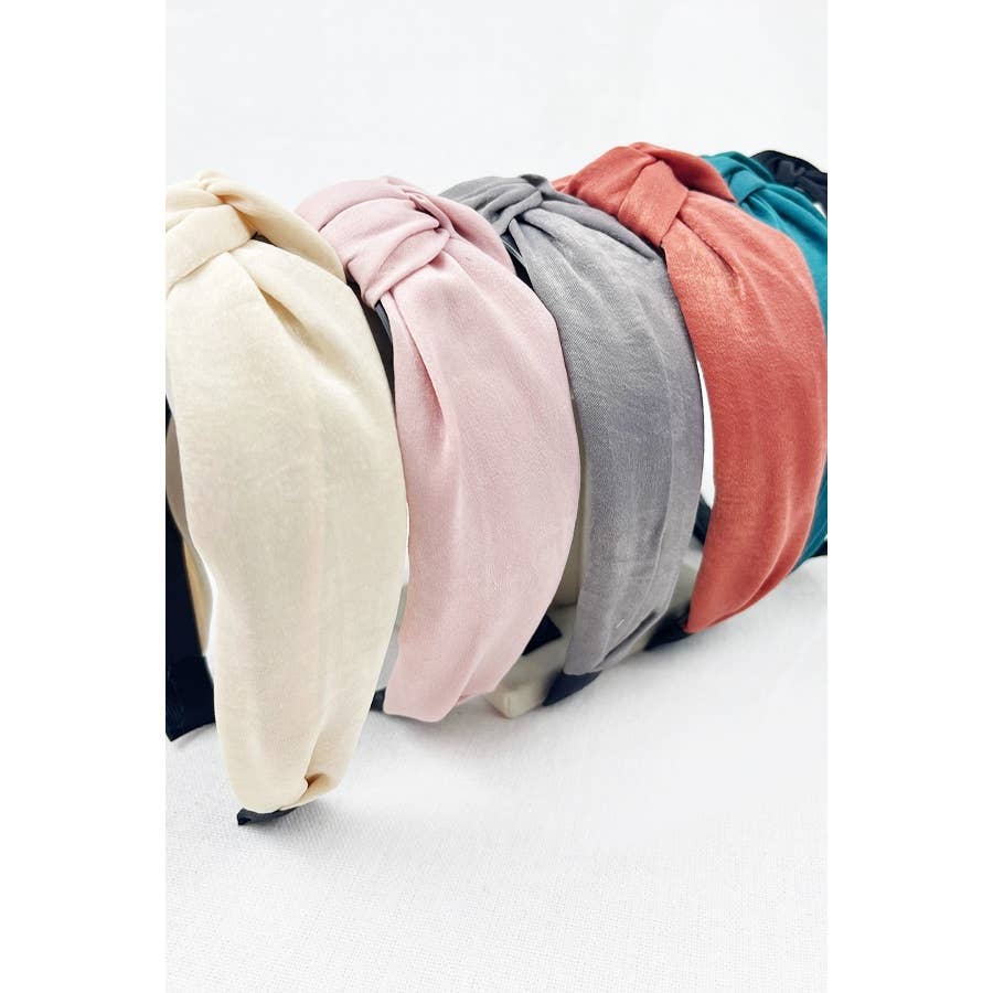 Solid Matte Satin Soft Tone Twisted Headband