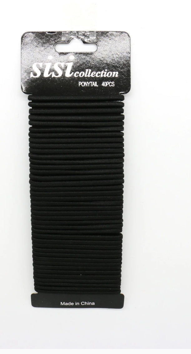 BLACK ELASTIC HAIR TIES 36pc