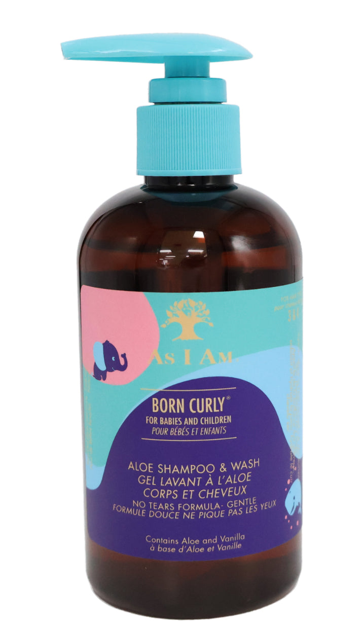 As I Am Born Curly Aloe Shampoo and Wash, 8 Oz.