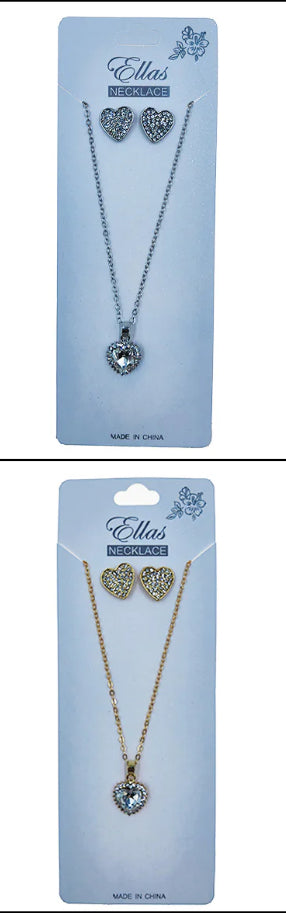 Solid heart earring with necklace