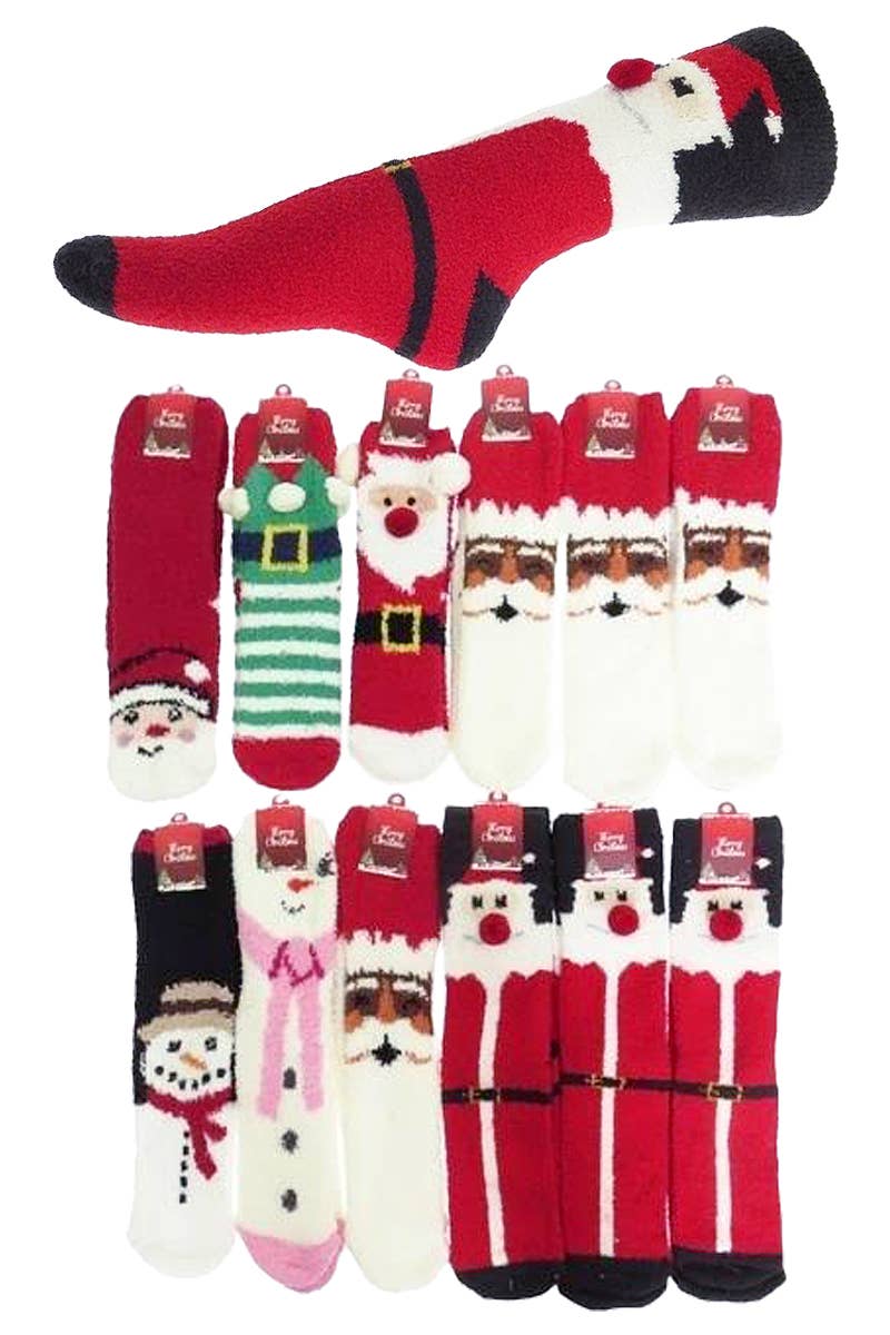 Women's Christmas Festive Fuzzy Crew Socks
