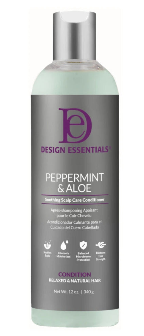 DESIGN ESSENTIALS PEPPERMINT & ALOE SCALP CARE CONDITIONER | SOOTHING RELIEF – 12 OZ