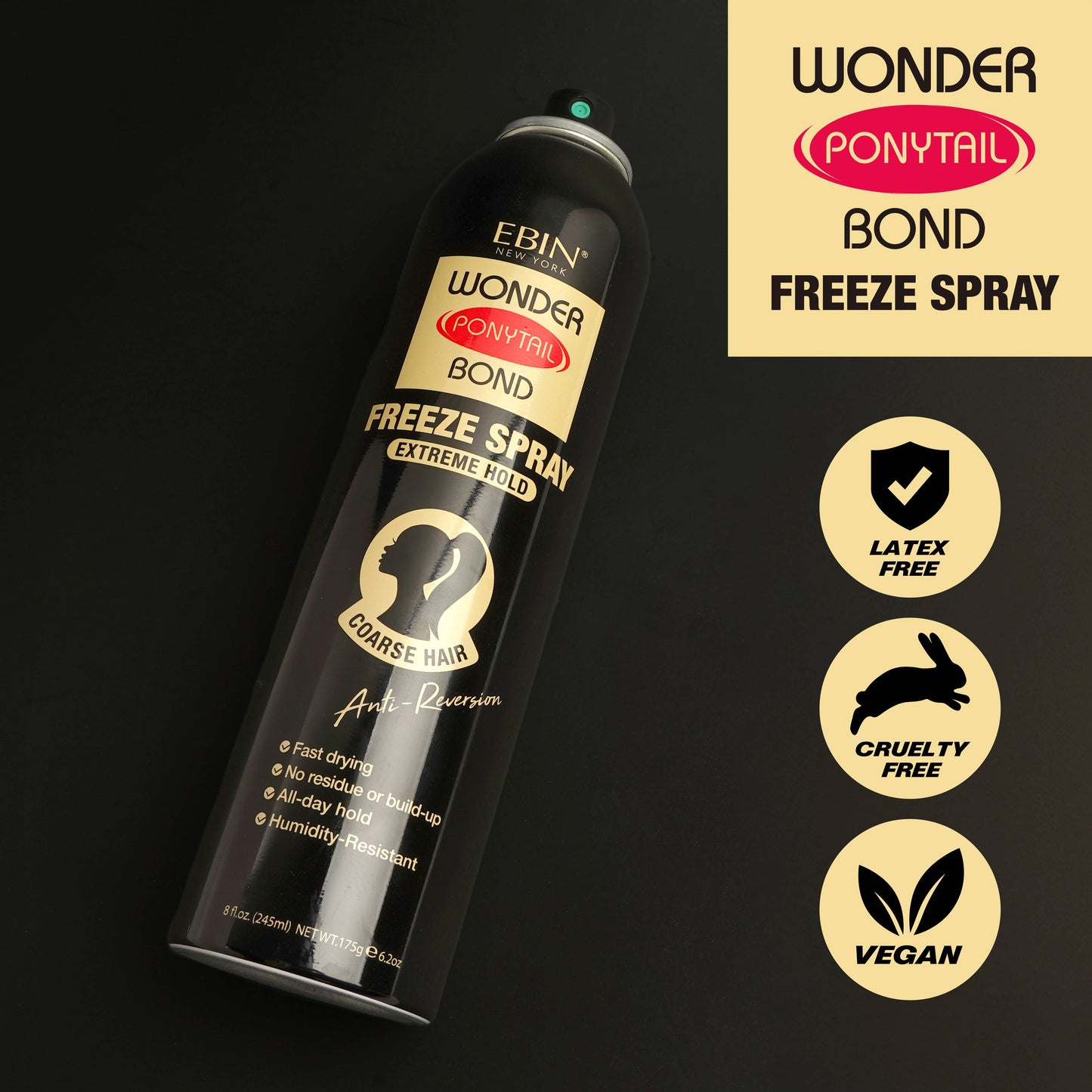 Wonder Ponytail Bond Freeze Spray - Extreme Hold 8oz/ 245ml