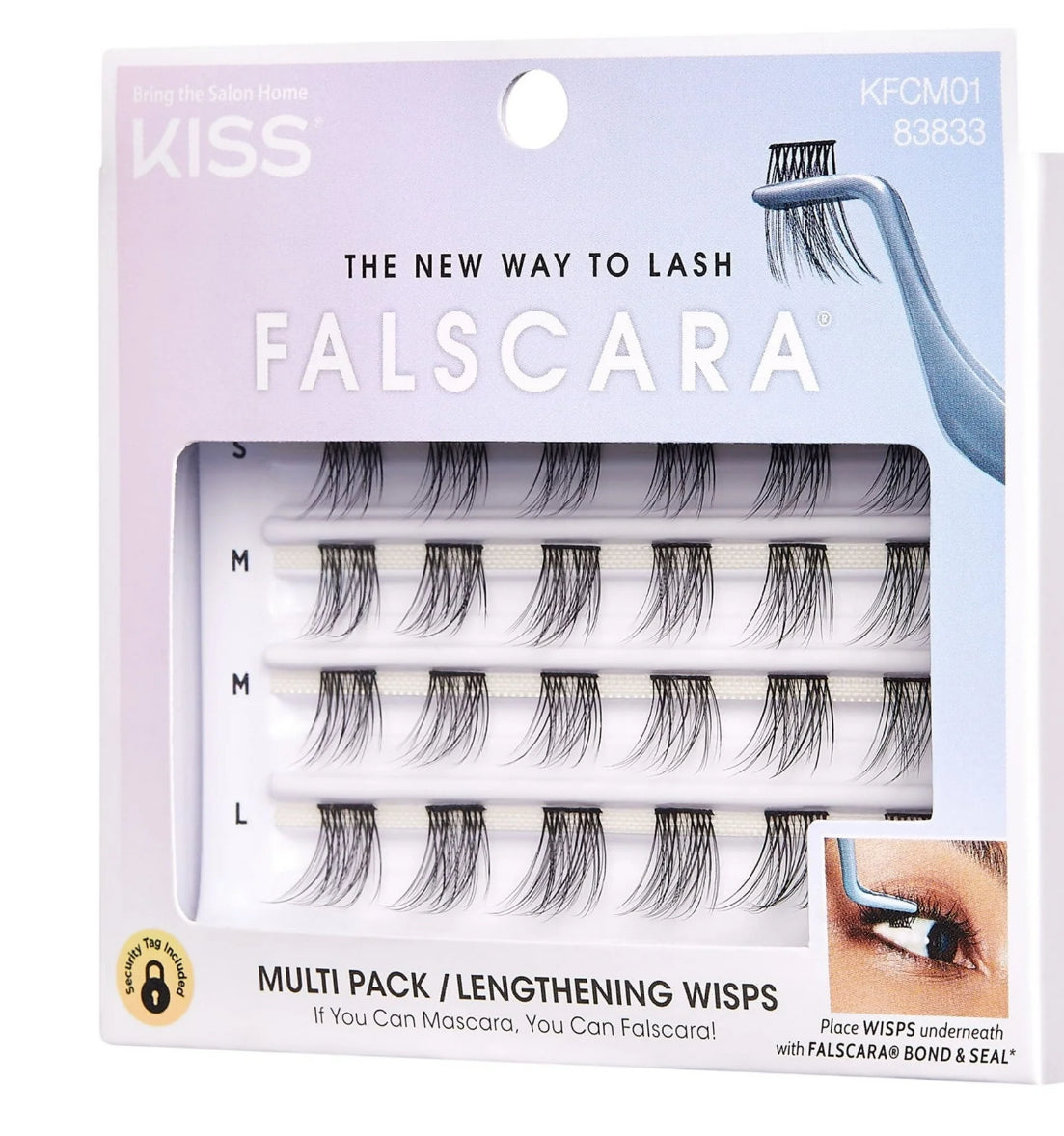 KISS FALSCARA Lash Extension Kit, Lengthening, Black, 24 Lash Clusters
