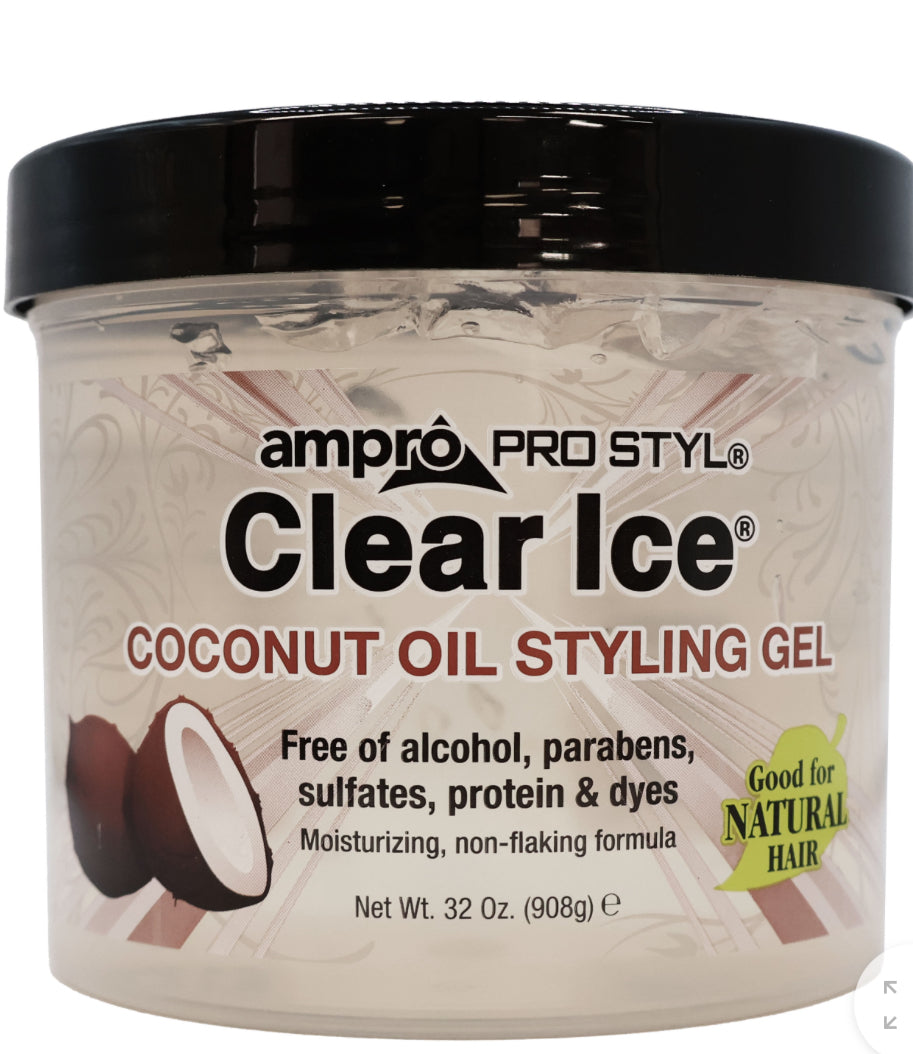 Ampro Clear Ice Coconut Oil Styling Gel, 32 Oz.