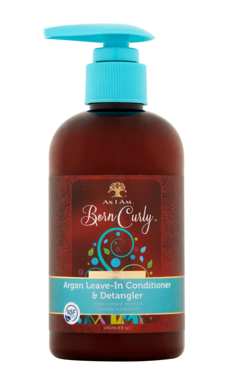 As I Am Born Curly Argan Leave In Conditioner and Detangler, 8 Oz.