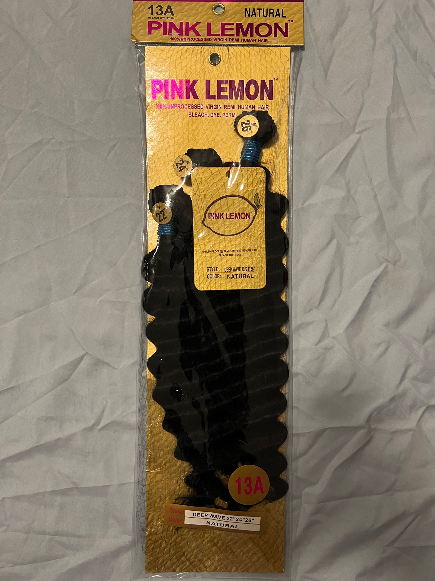 Pink lemon deep wave 22,24,26”