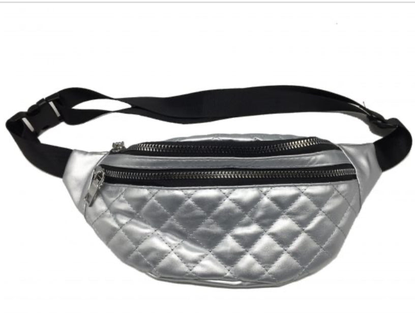 SILVER LEATHER FANNY PACK