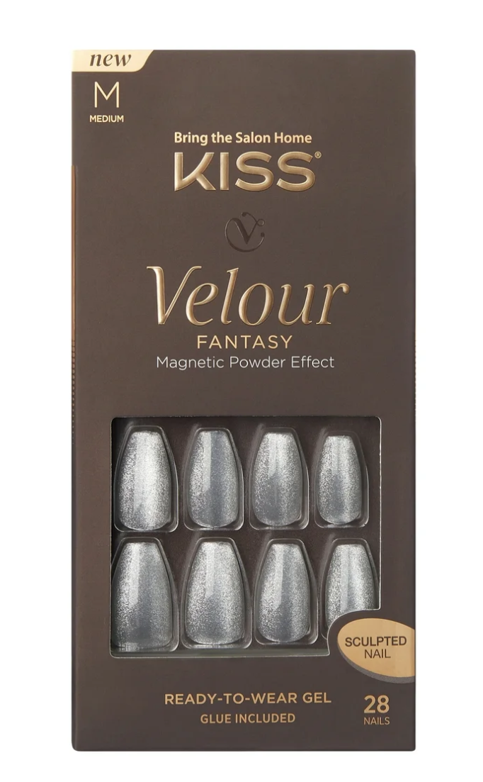 KISS Velour Fantasy Ready-To-Wear Sculpted Gel Nails, ‘Celebrity’, 28 Count