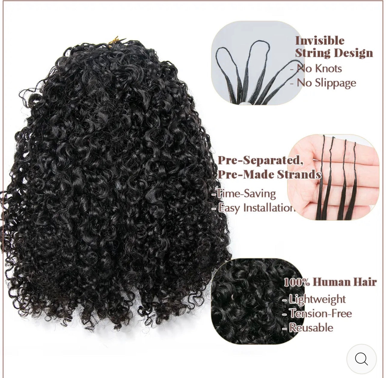 16” kinky curly feather crochet hair