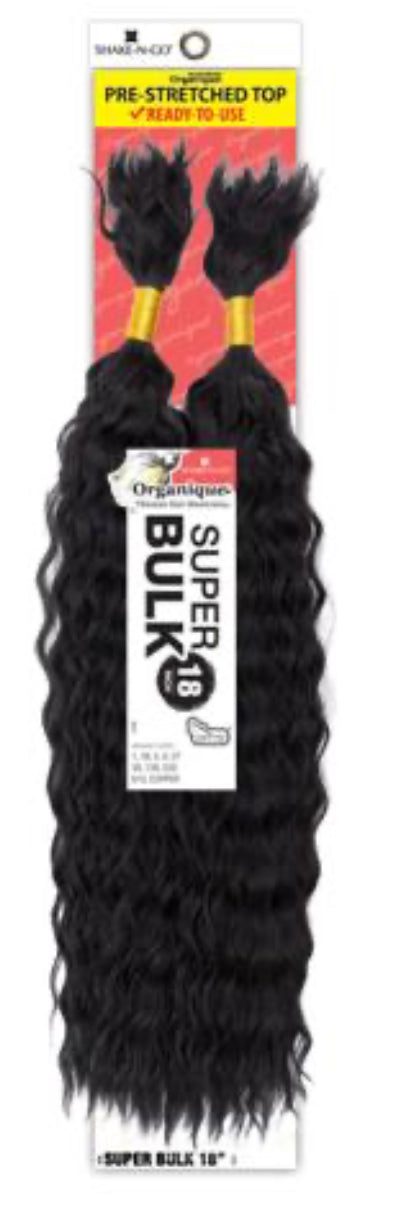 Shake-N-Go Human Hair Blend Braids Organique Pre-Stretched Top Super Bulk 18" 1b