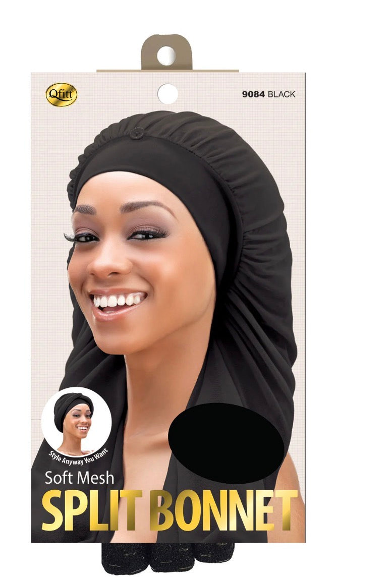 Qfitt Soft Mesh Split Bonnet Black