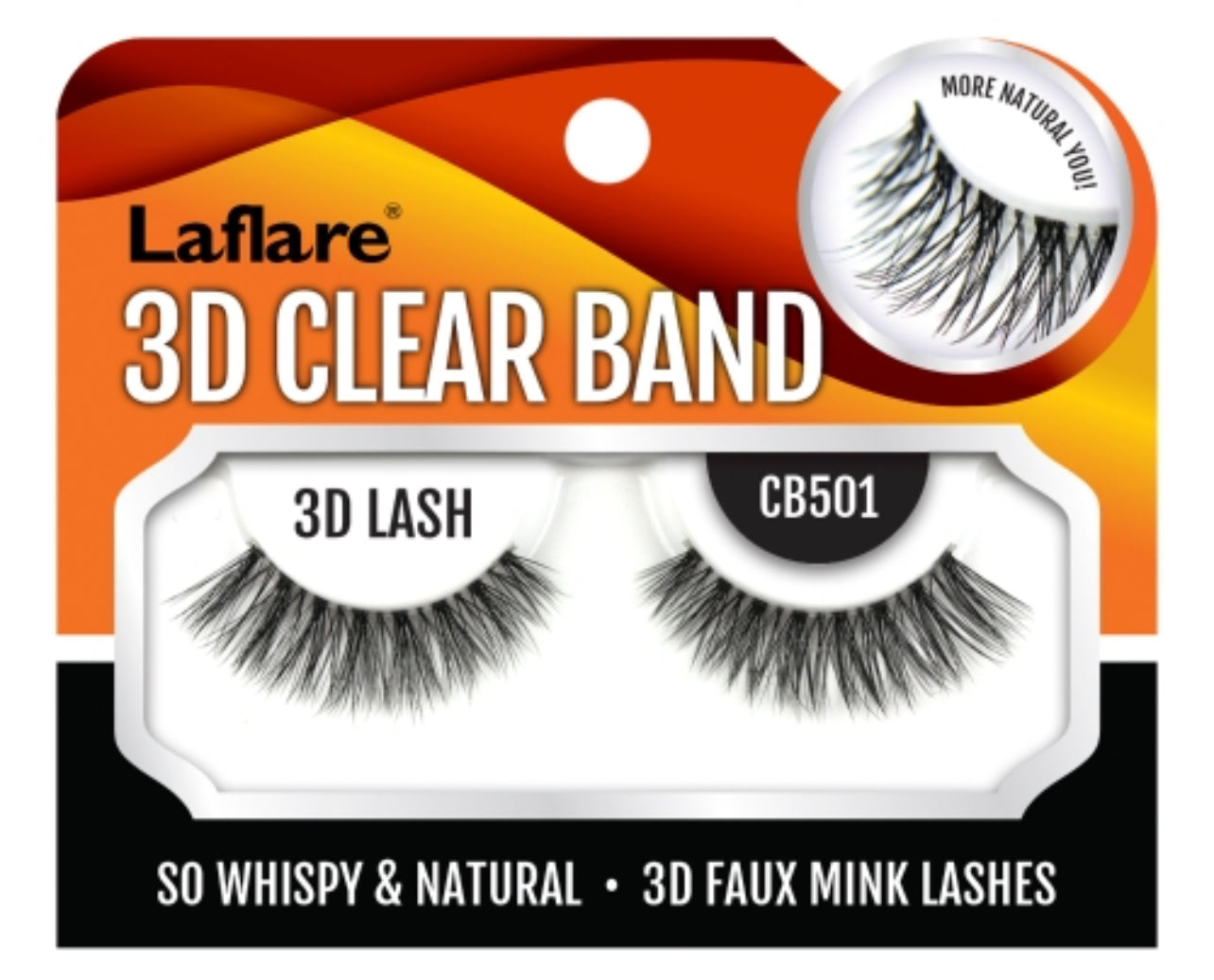 Laflare 100% Premium Silk Faux Mink 3D Clear Band Eyelashes