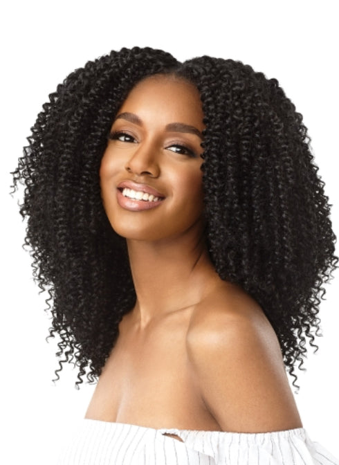 Outre Human Hair Blend Clip on Weave Premium Purple Pack Big Beautiful Hair Clip-In 4A Kinky Curl 10" 9Pcs