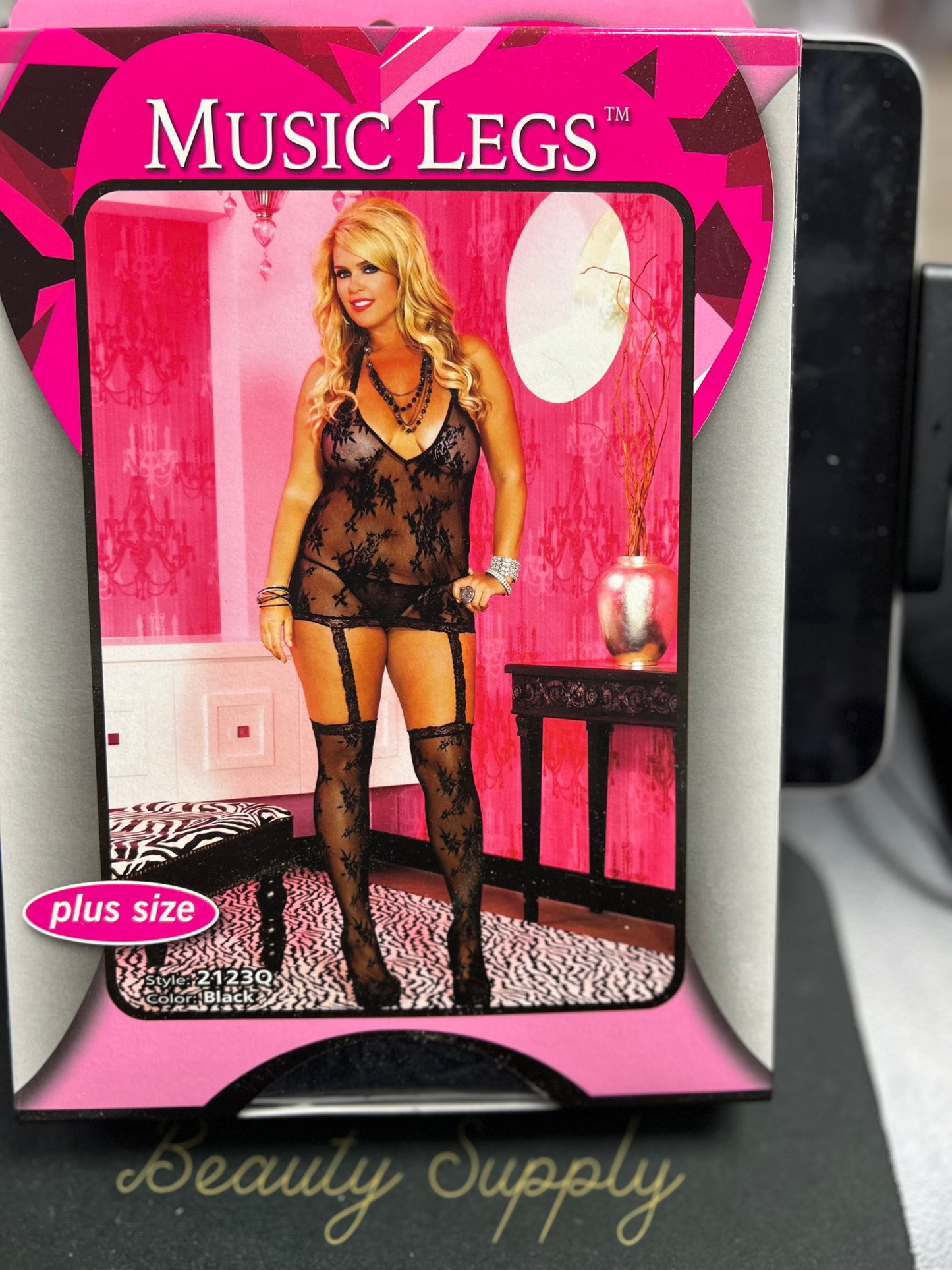 KY BUSTIER STOCKING SET-LACY MINI DRESS W/THIGH HI