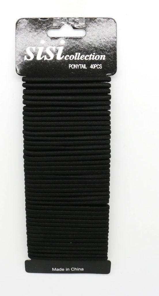 BLACK ELASTIC HAIR TIES (40pc)