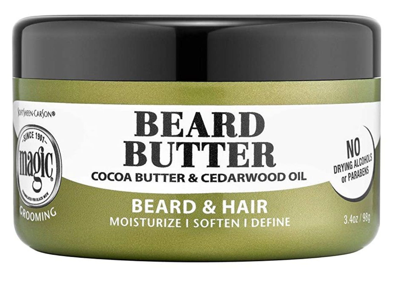 SoftSheen-Carson Magic Men's Grooming Conditioning Beard Butter With Cocoa Butter and Cedarwood Oil, Moisturizes, Softens and Define With No Drying Alcohol, 3.5 ounces
