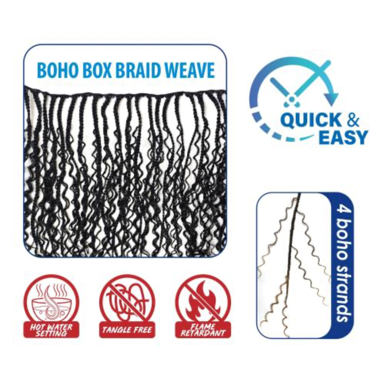 Eve Hair Weave Boho Box Braid Bundle 22" 1b/30