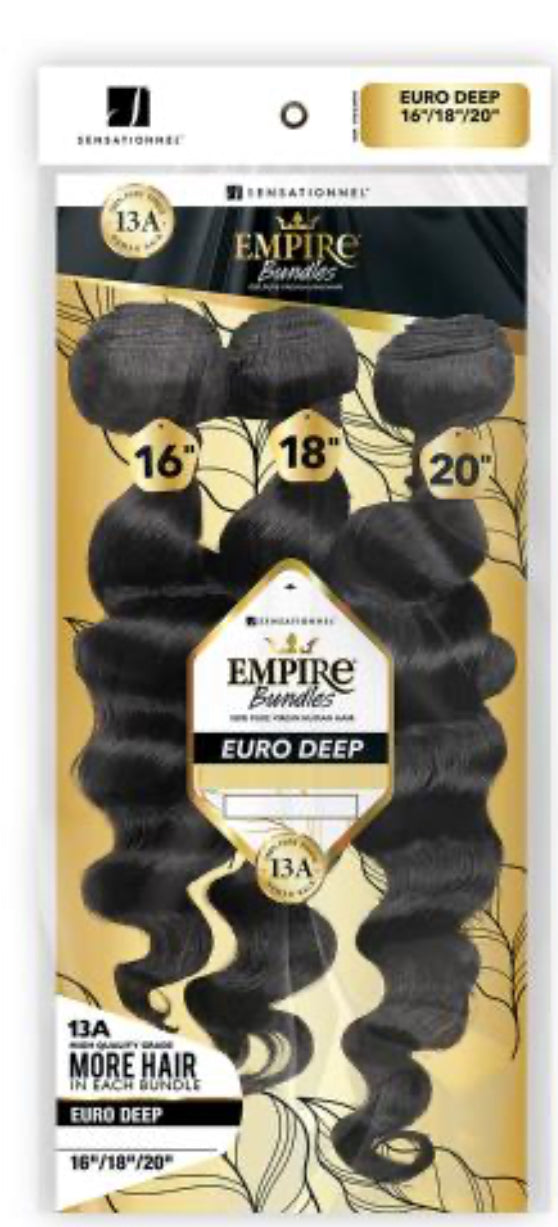 Sensationnel Virgin Human Hair Weave Empire Bundles 3X Multi Pack Euro deep 20,22,24”