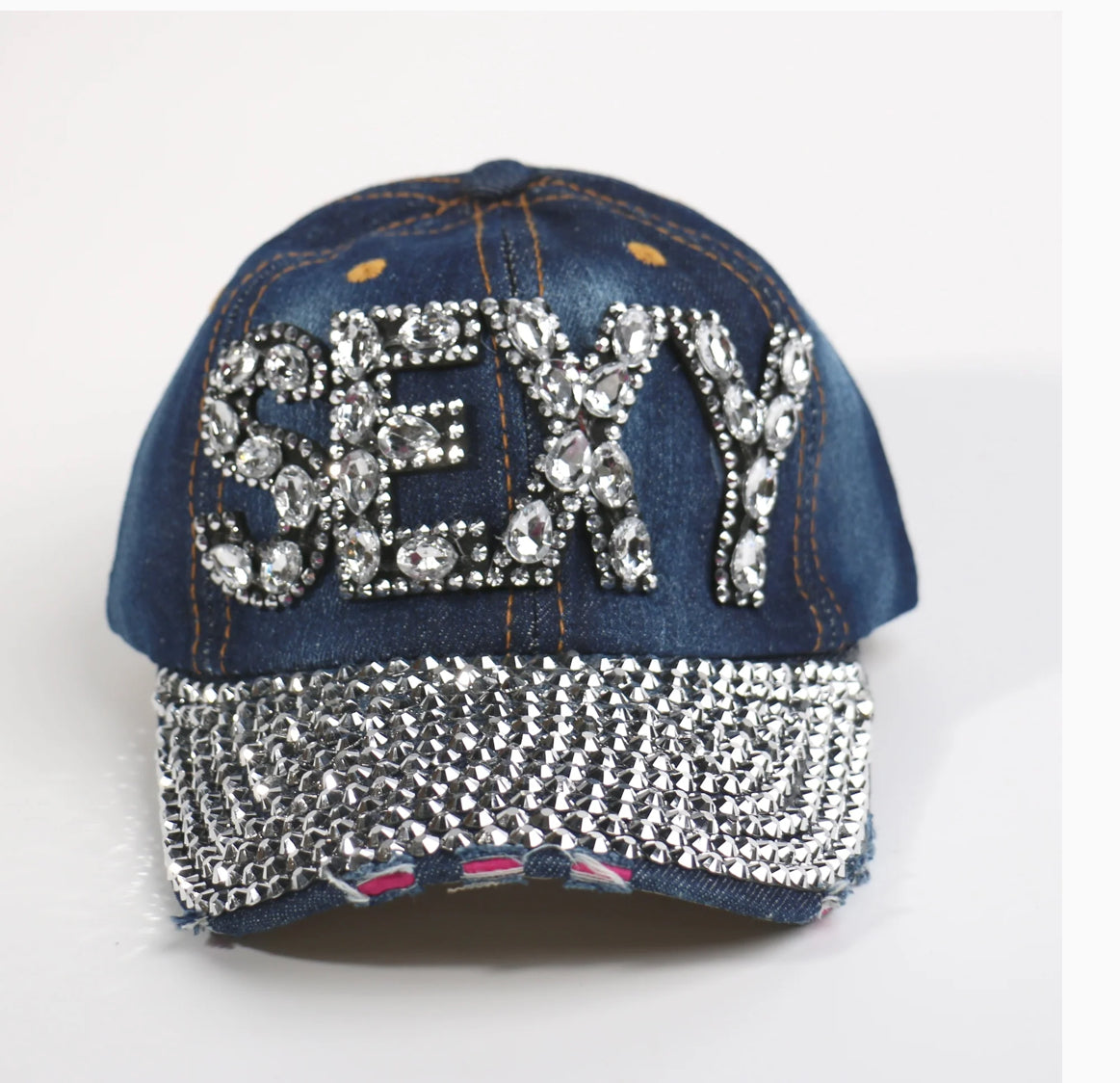 FASHION DARK BLUE DENIM SEXY HAT W/ RHINESTONES (PC)