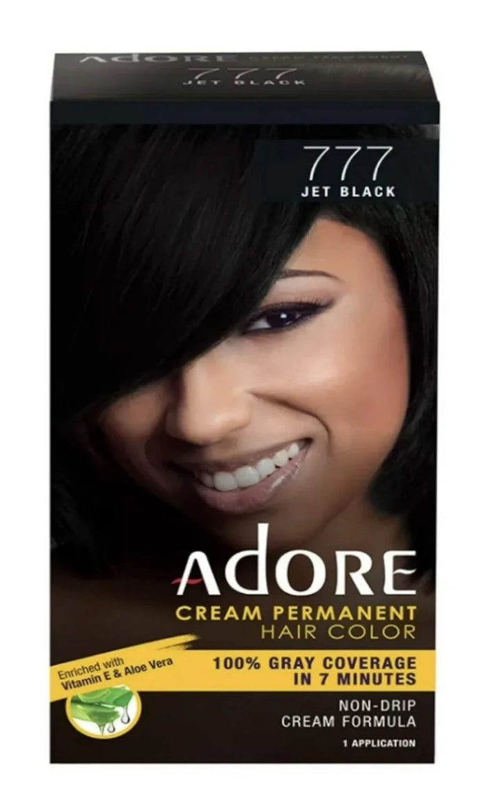 Adore Cream Permanent Hair Color Jet Black 777, 4 Oz..