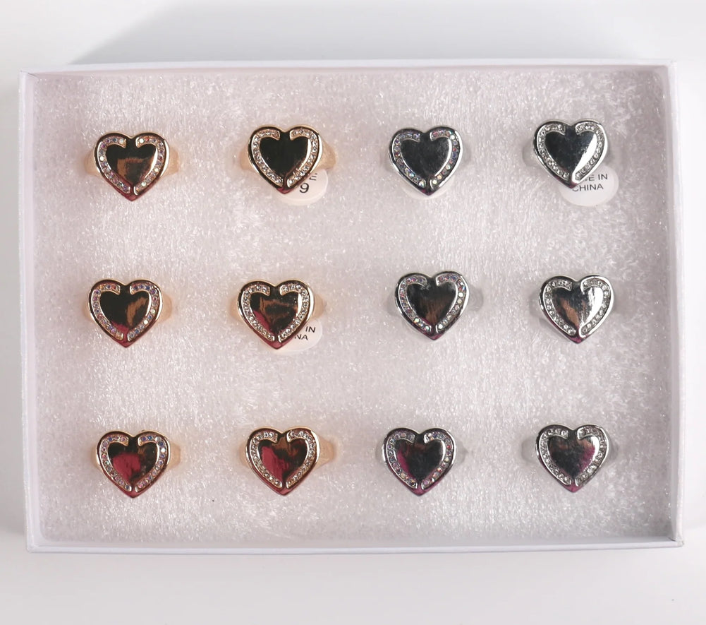 FASHION RHINESTONE HEART RINGS