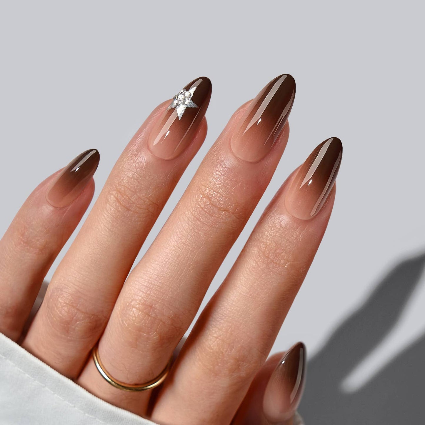 Leopard French Press On Nails | Short Almond Square Brown