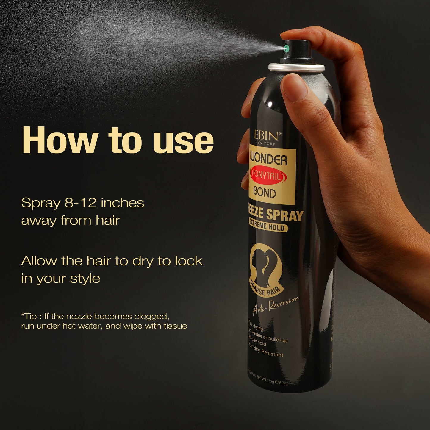 Wonder Ponytail Bond Freeze Spray - Extreme Hold 8oz/ 245ml