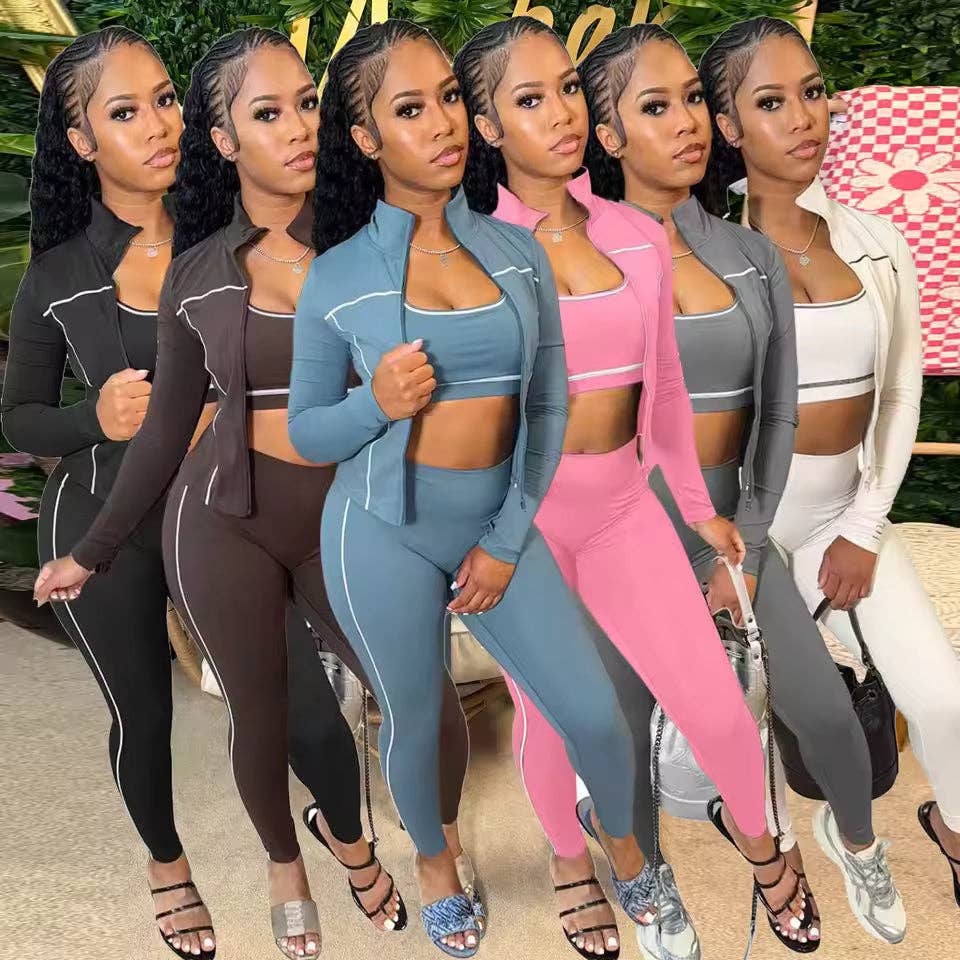 FASHION 3-Piece Activewear Set – Sports Bra, Leggings & Zip Jacket MB5038-clothes