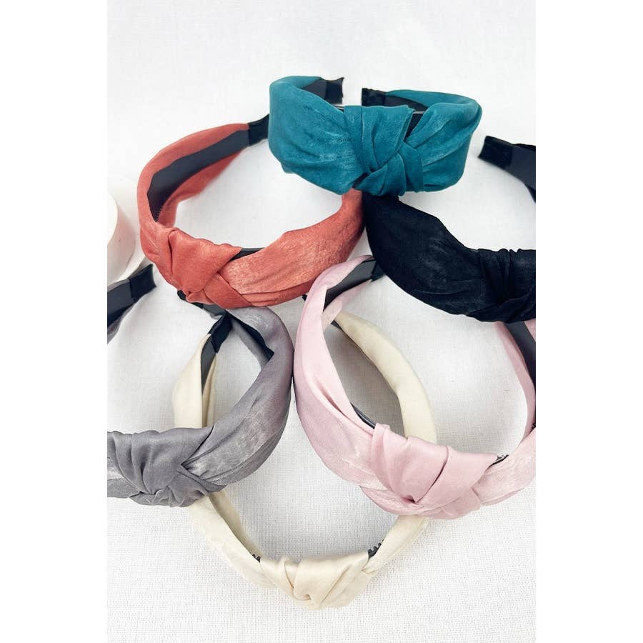 Solid Matte Satin Soft Tone Twisted Headband
