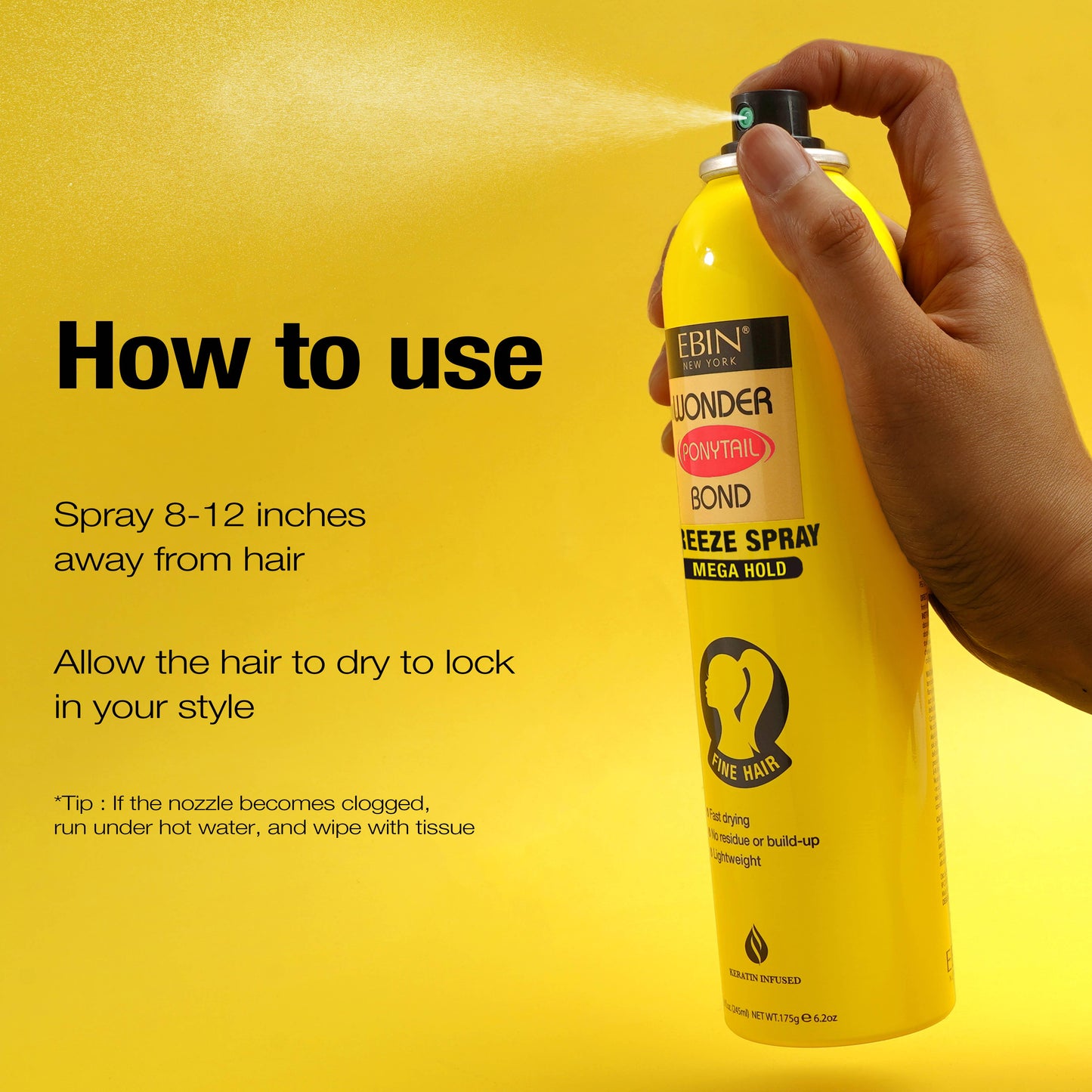 Wonder Ponytail Bond Freeze Spray - Mega Hold 8oz/ 245ml