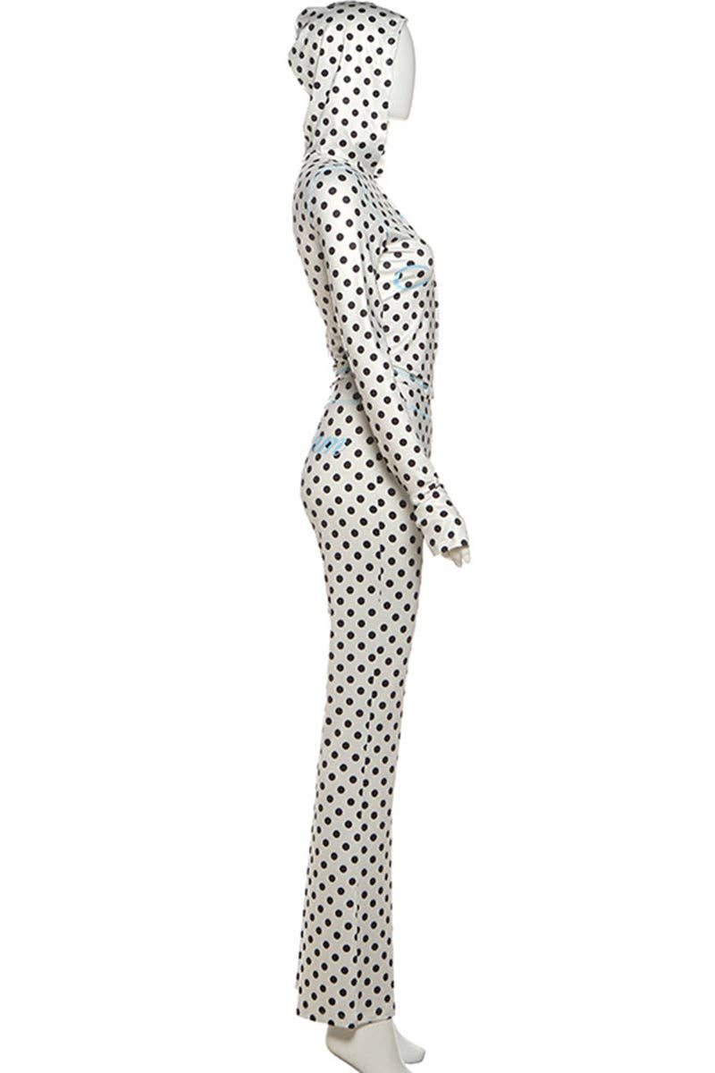 Polka Dot Hooded Jumpsuit-clothes