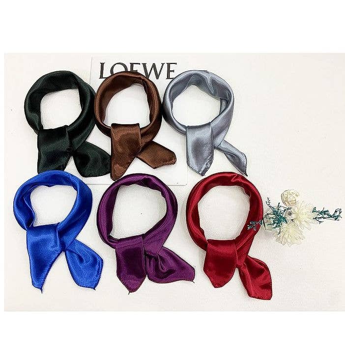 12pk Assorted Color Shimmering Silky Square Scarf