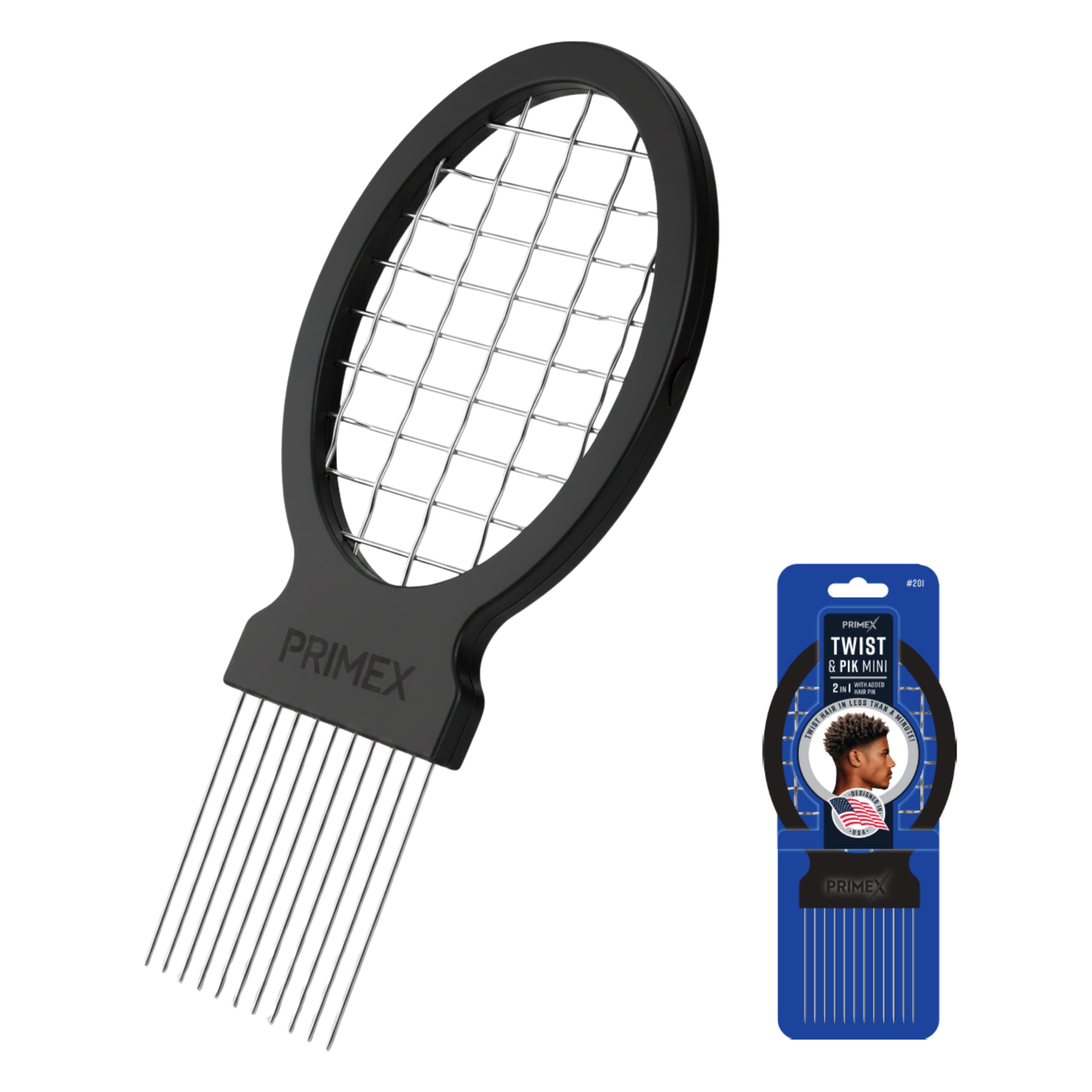 PrimeX Twist & Pik Comb Mini, 1 Count, Black