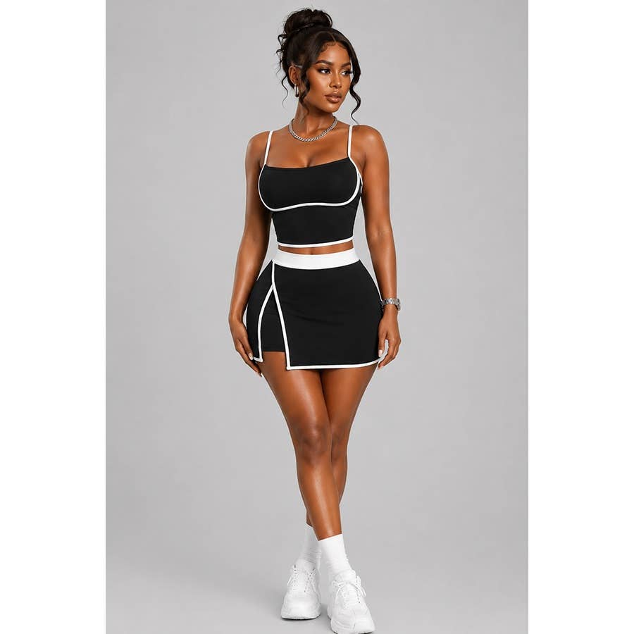 Activewear Crop Top Mini Skirt Set