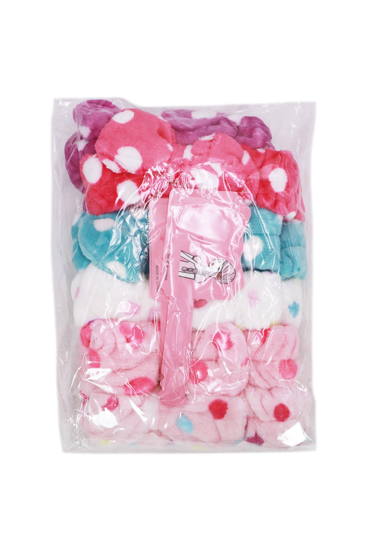 Polka Dot Ribbon Bow Fuzzy Fleece Spa Headband