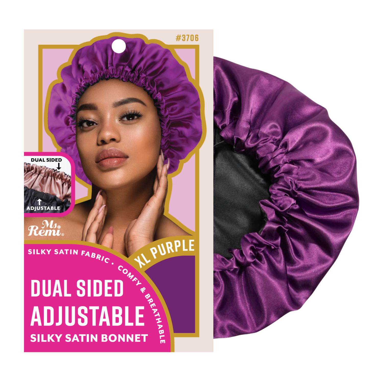 Ms. Remi Adjustable Dual-Sided Silky Satin Braid Bonnet Asst