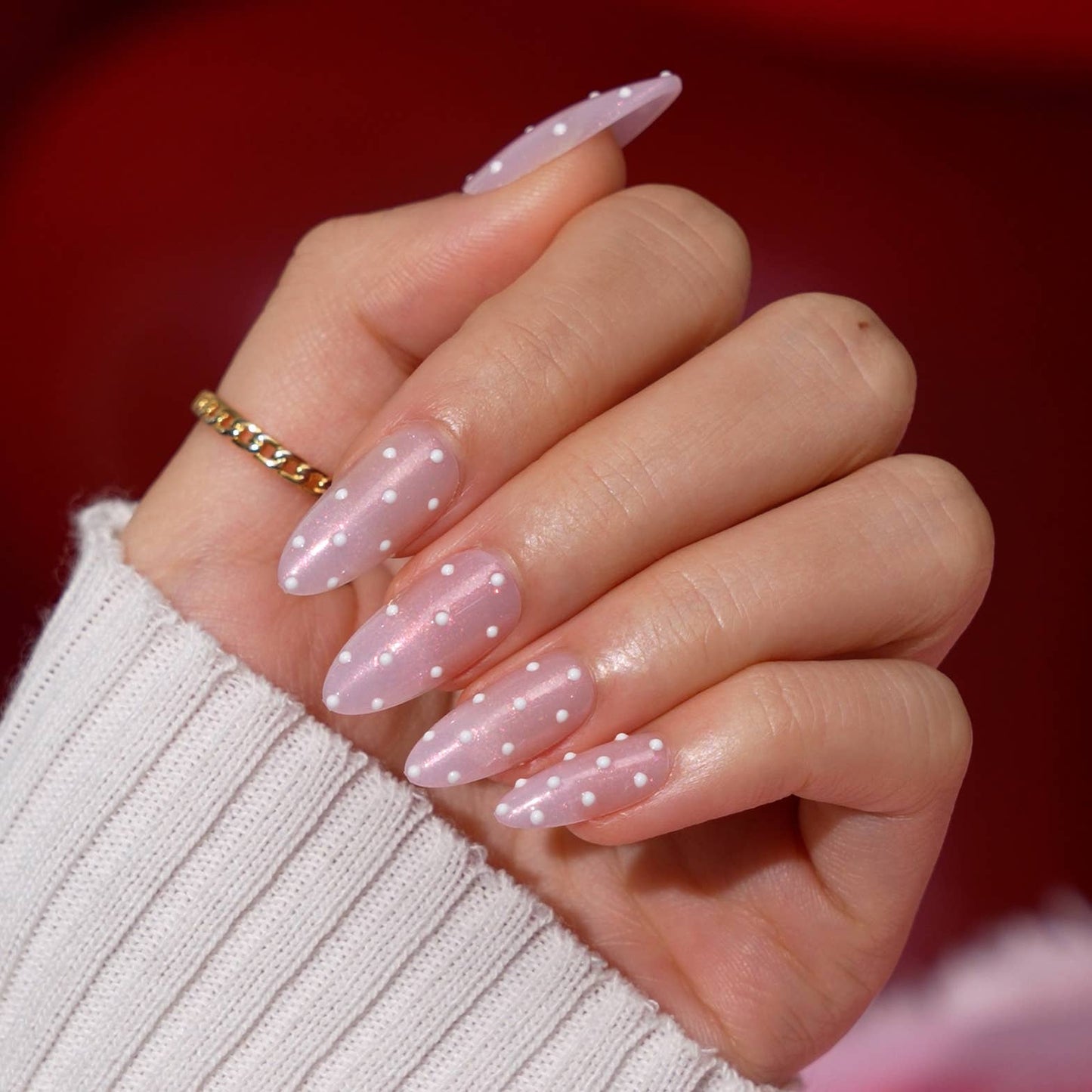 3D Golden French Tip Cat Eye Nails- 32pcs Short Almond Brown