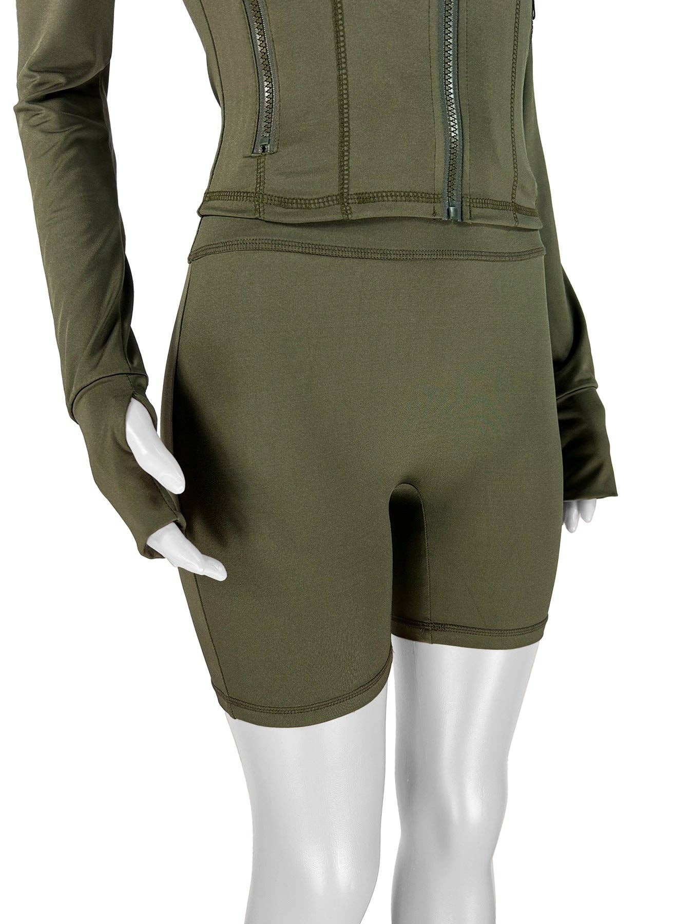 FASHION  Athletic Short Set Long-Sleeve Zip-Up Design 4068LY-clothes