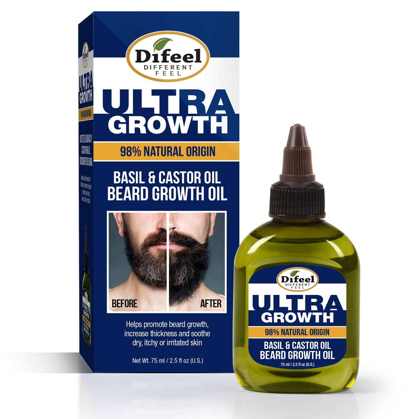 MENS Ultra Growth Basil and Castor Beard Oil 2.5 oz.